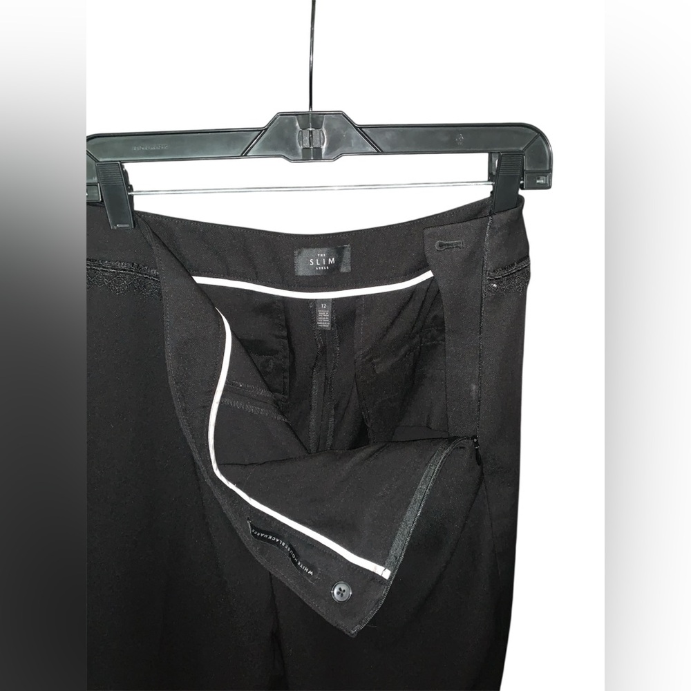 White House Black‎ Market Black The Slim Ankle Dress Pant With Lace Waist Sz 12 - Picture 5 of 7